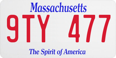 MA license plate 9TY477