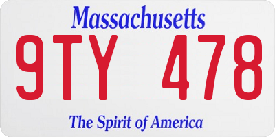 MA license plate 9TY478