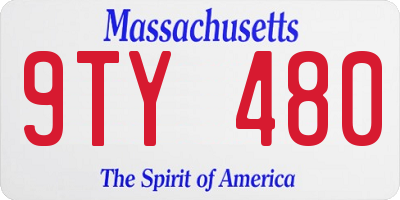 MA license plate 9TY480