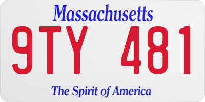 MA license plate 9TY481