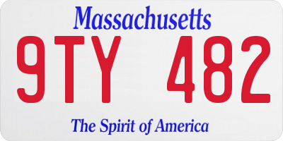 MA license plate 9TY482