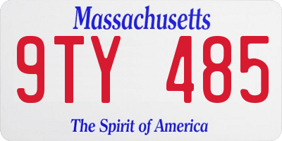 MA license plate 9TY485
