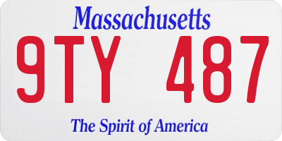MA license plate 9TY487
