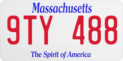MA license plate 9TY488