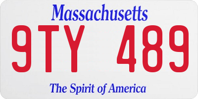 MA license plate 9TY489