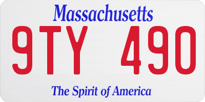 MA license plate 9TY490