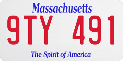 MA license plate 9TY491