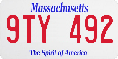 MA license plate 9TY492