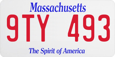 MA license plate 9TY493