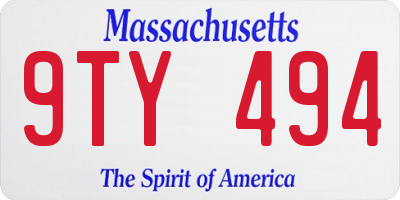 MA license plate 9TY494