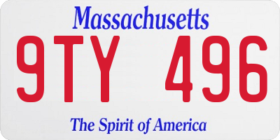 MA license plate 9TY496