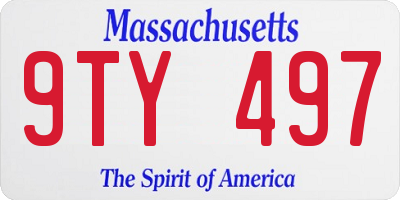 MA license plate 9TY497