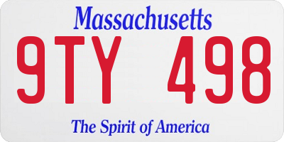 MA license plate 9TY498