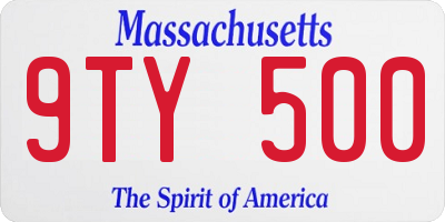 MA license plate 9TY500