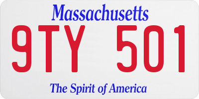 MA license plate 9TY501