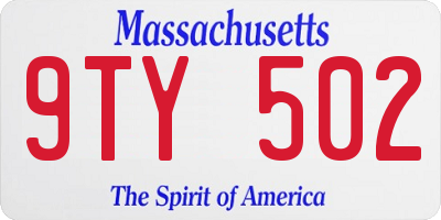 MA license plate 9TY502