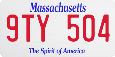 MA license plate 9TY504