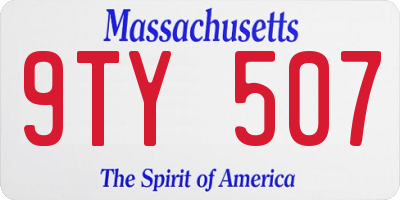 MA license plate 9TY507
