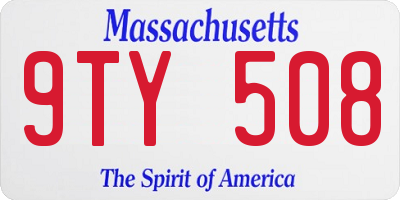 MA license plate 9TY508