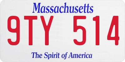 MA license plate 9TY514