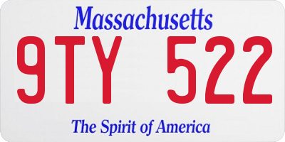 MA license plate 9TY522
