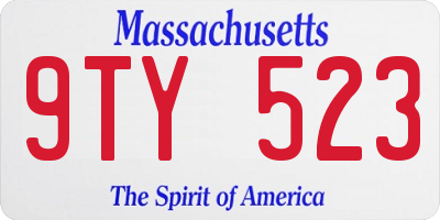 MA license plate 9TY523