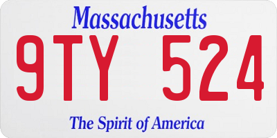 MA license plate 9TY524