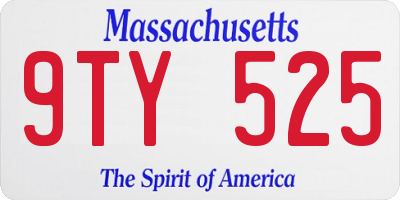 MA license plate 9TY525