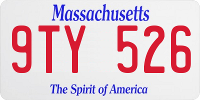 MA license plate 9TY526