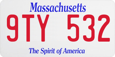 MA license plate 9TY532