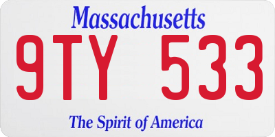 MA license plate 9TY533