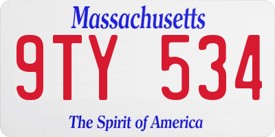 MA license plate 9TY534