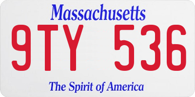 MA license plate 9TY536