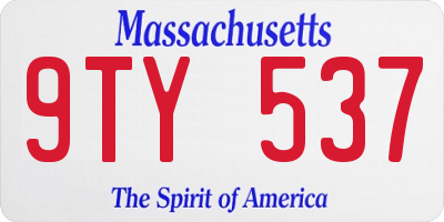 MA license plate 9TY537