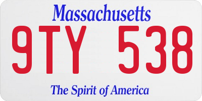 MA license plate 9TY538