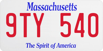 MA license plate 9TY540