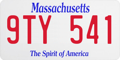 MA license plate 9TY541