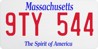 MA license plate 9TY544