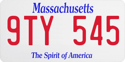 MA license plate 9TY545