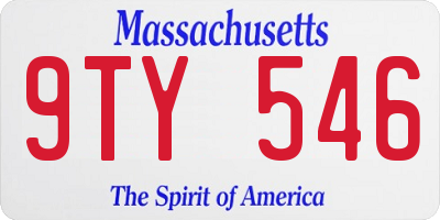 MA license plate 9TY546