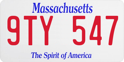 MA license plate 9TY547