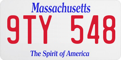 MA license plate 9TY548