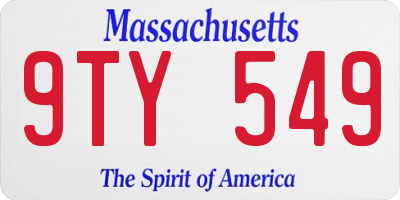 MA license plate 9TY549