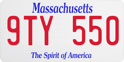 MA license plate 9TY550