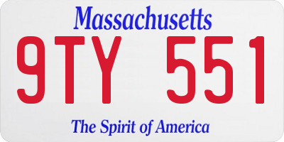 MA license plate 9TY551