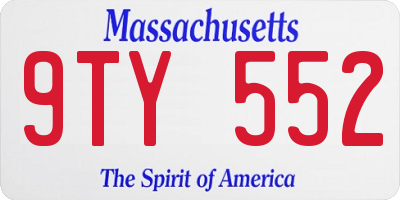 MA license plate 9TY552
