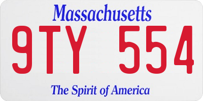MA license plate 9TY554