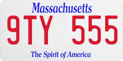 MA license plate 9TY555