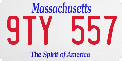 MA license plate 9TY557