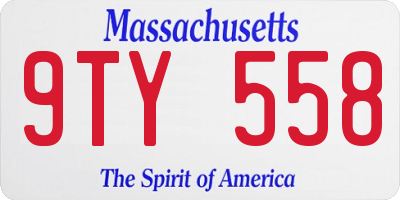 MA license plate 9TY558